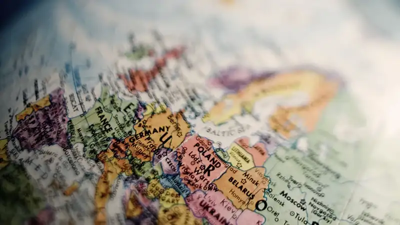 European countries on a globe